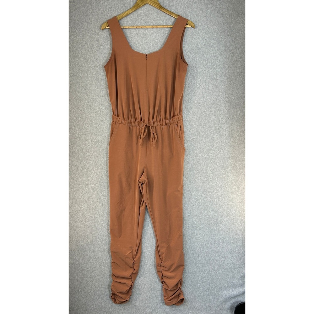 Prana Railay Tank Jumpsuit Rust Brown Clay Ruched‎ Ankle Pockets Womens Small - Picture 4 of 16